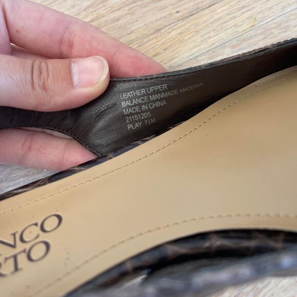 Vintage Y2K Franco Sarto Slingback Heels Brown Buckle Kitten Block Shoes 7.5M - Picture 8 of 8